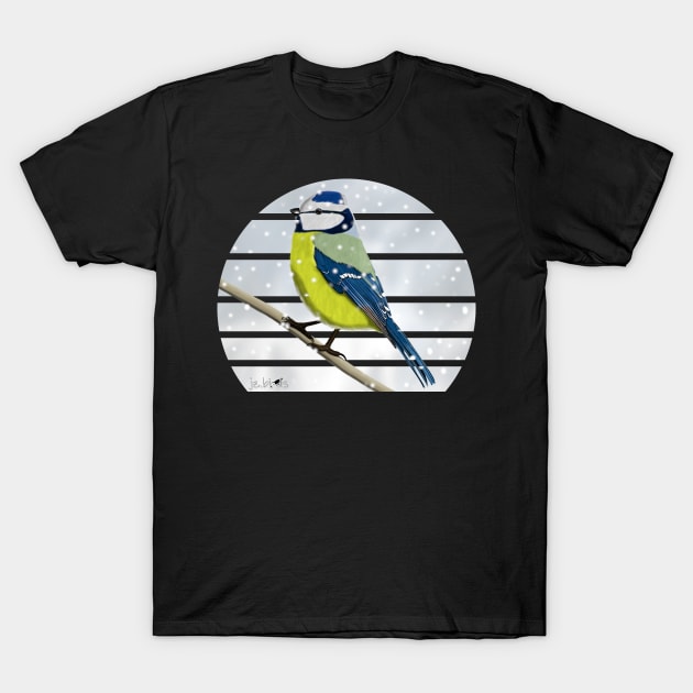 Blue Tit Winter Snow Bird Watching Birding Ornithologist Gift T-Shirt by jzbirds